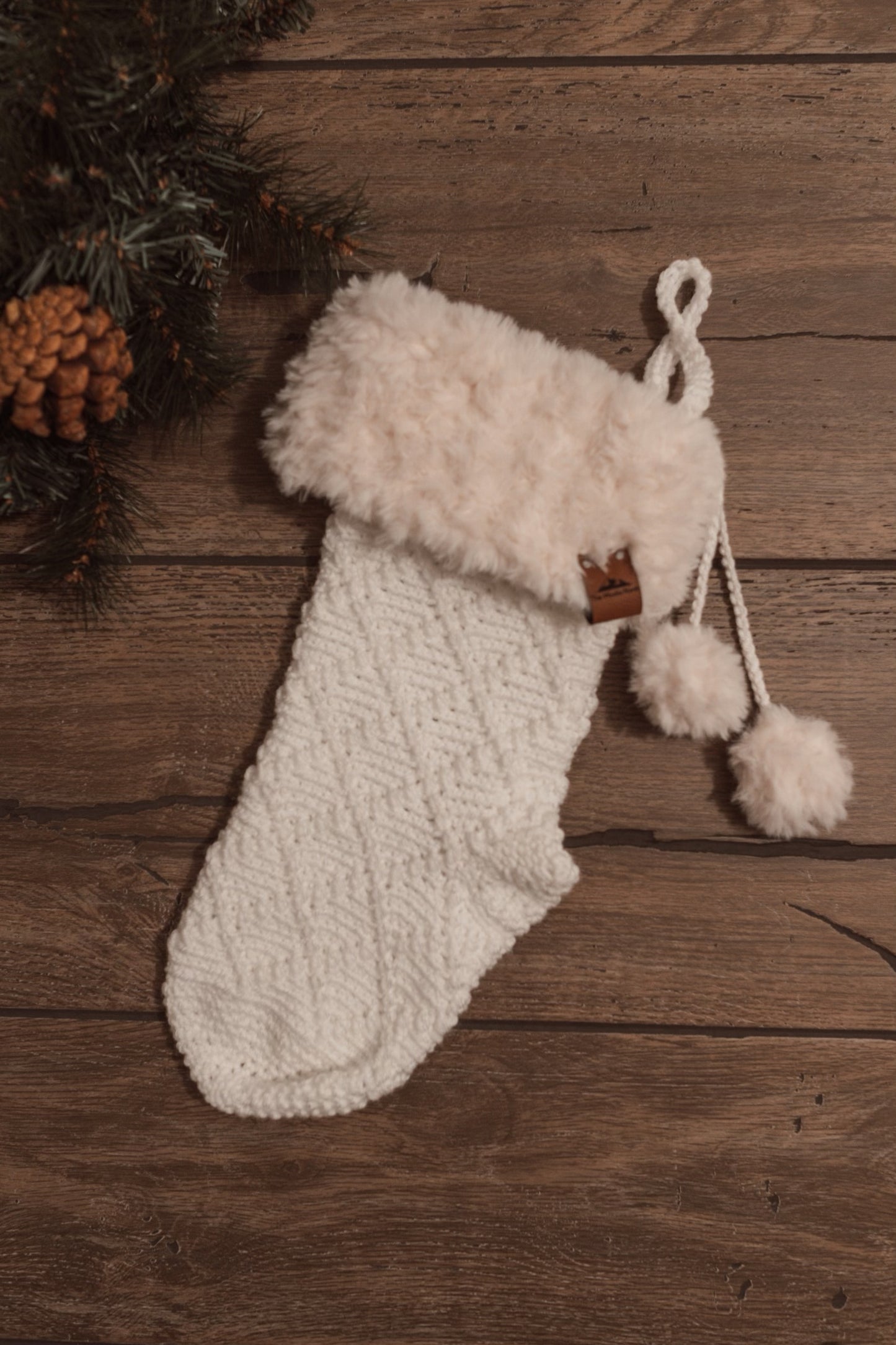 Vintage White Holiday Stocking