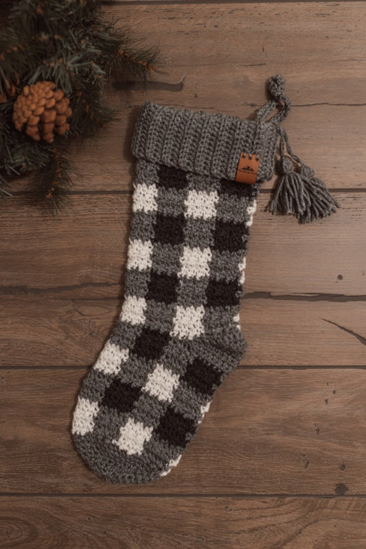 Grey Buffalo Plaid Holiday Stocking